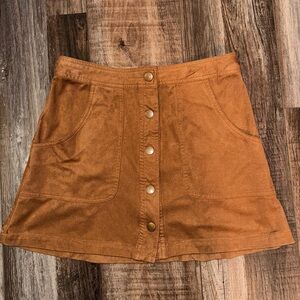 Melville Snap Button-Front Tan Skirt